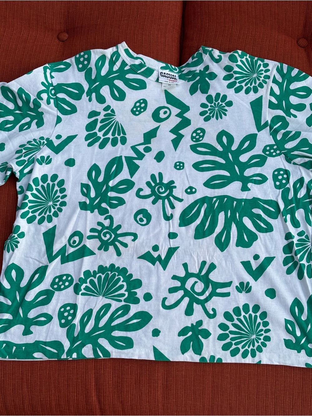 Vtg botanical t shirt 2x all over doodle print abstract usa Dobie unisex